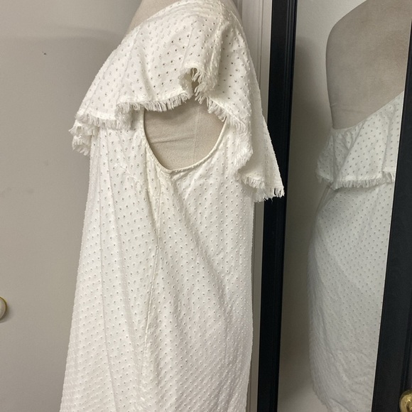 Cloth &Stone for Anthro One-Shoulder Eyelet Ruffle Mini Dress feminine coastal - Picture 10 of 14